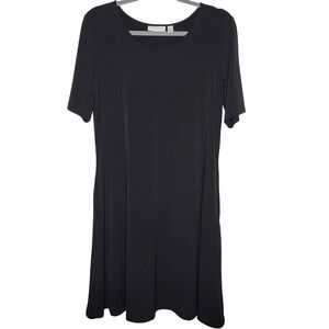 Susan Graver Dress Women's Size M Black Knee Length Pocket Liquid Knit Classic